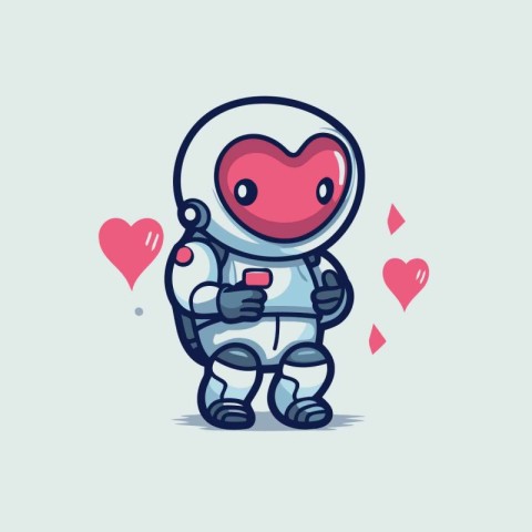 Cute Astronaut in love. Vector illustration. Cartoon style.