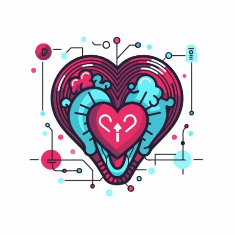 Heart with question mark. Valentines day concept. Vector illustr