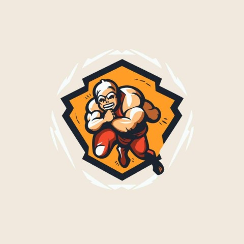 Kung fu mascot logo design vector template. Martial arts emblem.