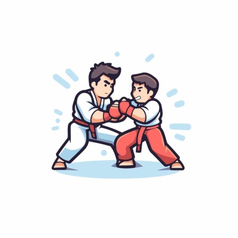 Cartoon karate fighter. Vector illustration in flat design style