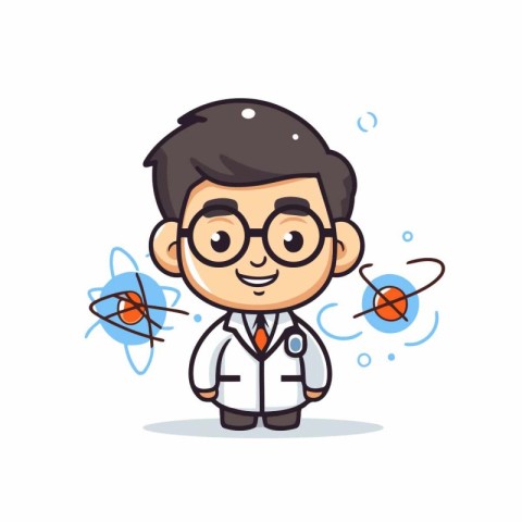 Scientist Doctor Cartoon Character Vector Illustration. Science