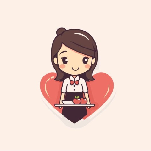 Cute little chef girl cartoon character vector design. Vector il