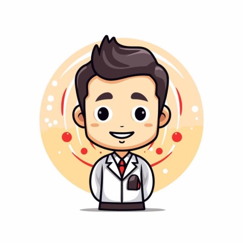 Cute Doctor Character - Vector Illustration. Isolated On White B