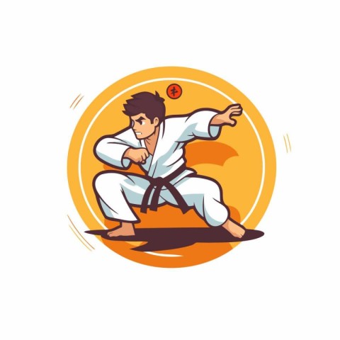 Taekwondo logo. Vector illustration of a taekwondo fighter.