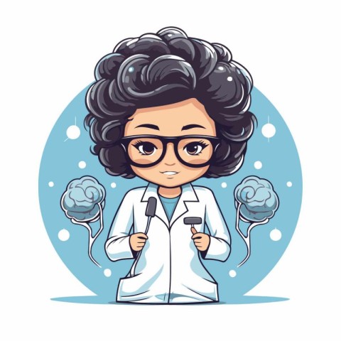 Scientist girl cartoon icon vector illustration graphic design v