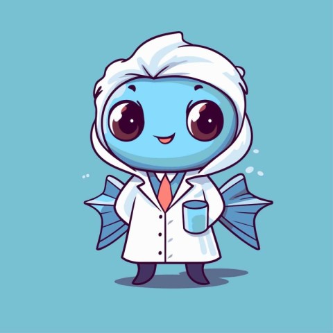 Cute cartoon doctor character. Vector illustration isolated on b