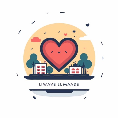 I love my city. Vector illustration in flat linear style. Design