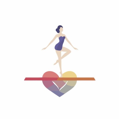 Beautiful woman and heart icon. Vector illustration in flat styl