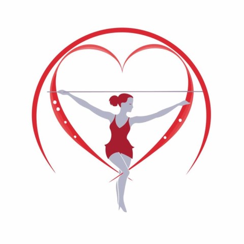 Athletic woman with a bow and arrow in the shape of a heart