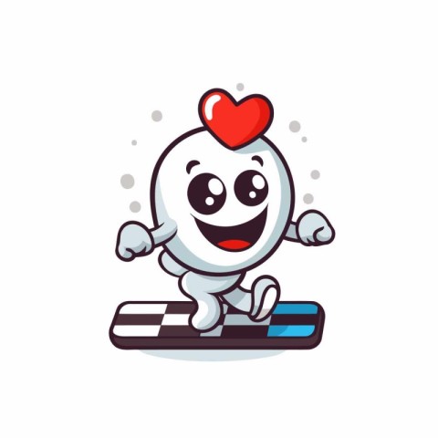 Cute heart character running on treadmill. vector cartoon charac