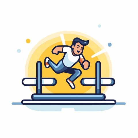 Man jumping over obstacle. Healthy lifestyle concept. Vector ill