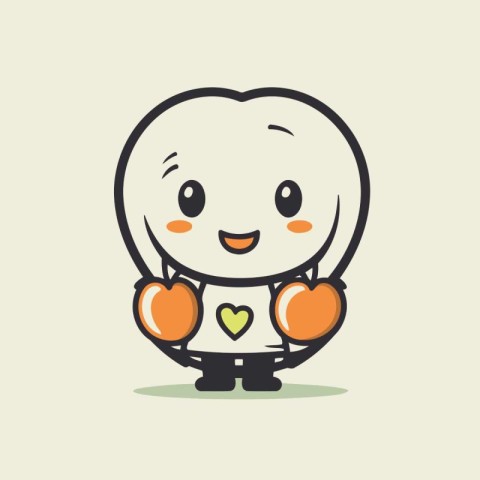 Cute Smiling Emoticon with Heart. Vector Illustration