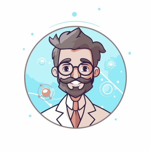 Scientist man cartoon character. Vector illustration of a scient