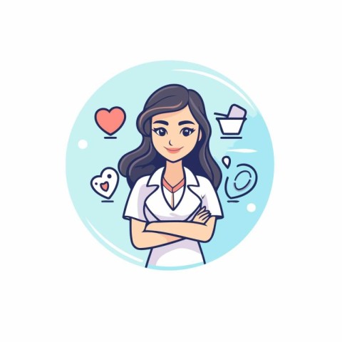 Female doctor with stethoscope. Vector illustration in cartoon s