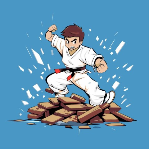 Taekwondo fighter. Vector illustration of a karate man.