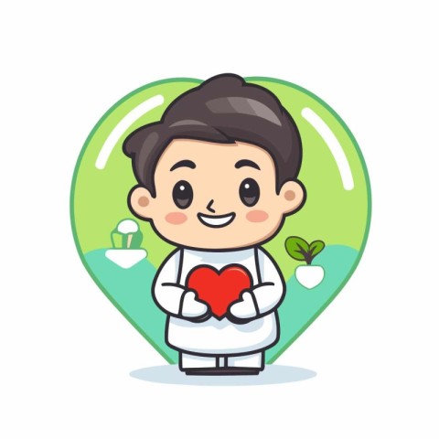 Doctor with heart character mascot vector design. Health care an