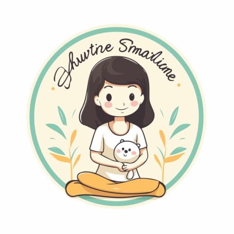 Vector illustration of a girl sitting in lotus position and hold