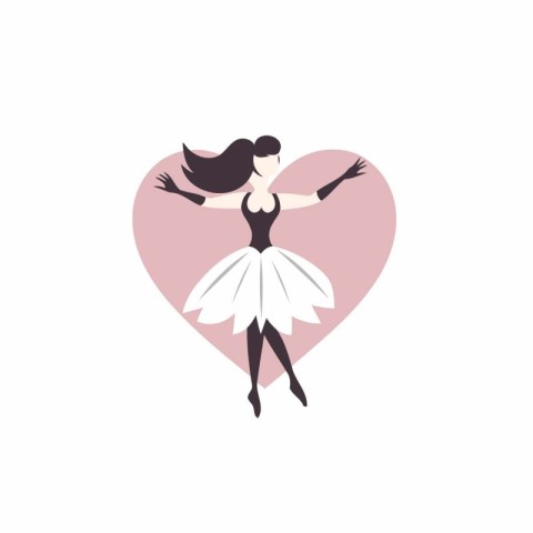 Vector illustration of a ballerina in a white tutu.