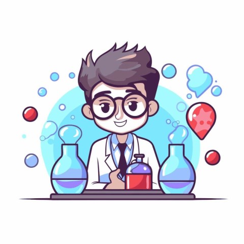 Scientist cartoon character. Vector illustration of a scientist