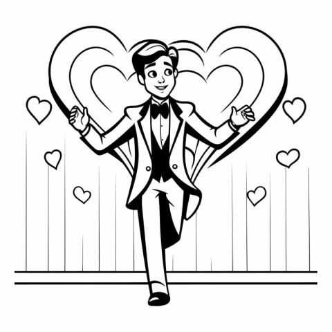 cute man with heart love cartoon vector illustration graphic des