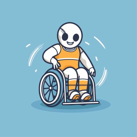 Disabled man in wheelchair vector illustration. Cartoon characte