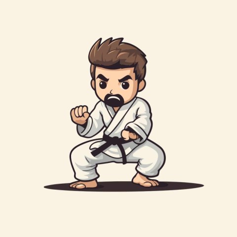 Taekwondo fighter cartoon vector illustration. Suitable for gree