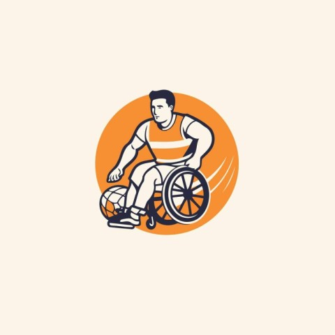 Wheelchair basketball player vector logo design template. Wheelc