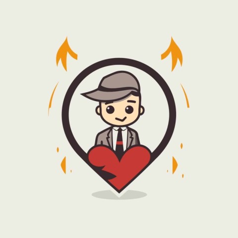 Man with heart icon. Vector illustration for your web site desig