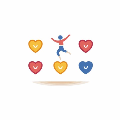 People in love with hearts. Vector illustration in trendy flat s