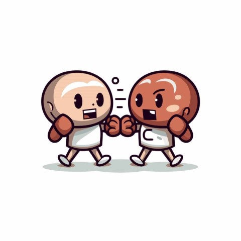 Couple of Boxing Cartoon Mascot Character Vector Illustration.