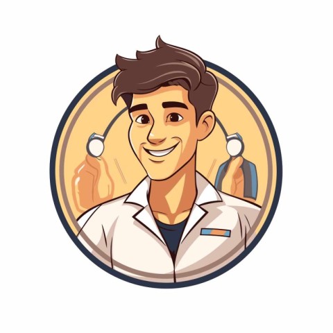 Doctor with stethoscope. Vector illustration in a cartoon style.