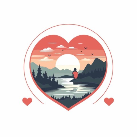 Vector illustration of a beautiful landscape in the form of a he