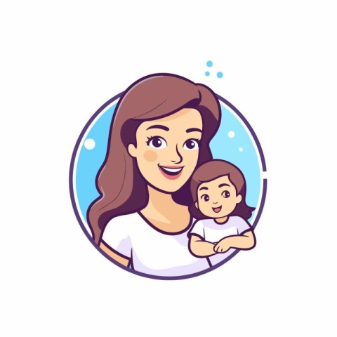 Mother with her baby. Vector illustration in a flat cartoon styl