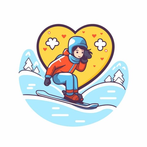 Skiing girl vector icon. Cartoon illustration of skier girl vect