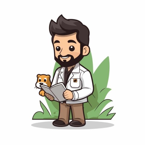 Veterinarian with dog cartoon character vector illustration eps