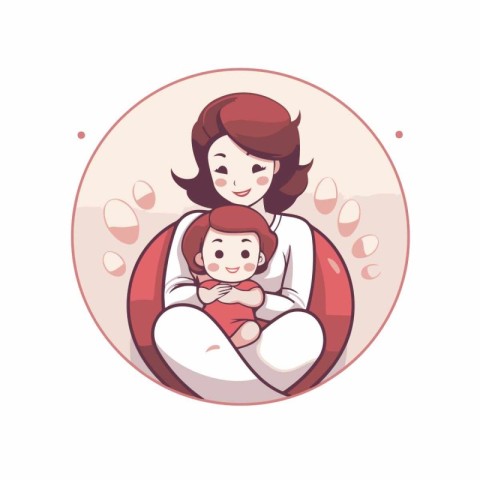 Mother and her baby. Happy family. Vector illustration in cartoo