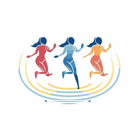 Illustration of a group of people running in a circle - vector