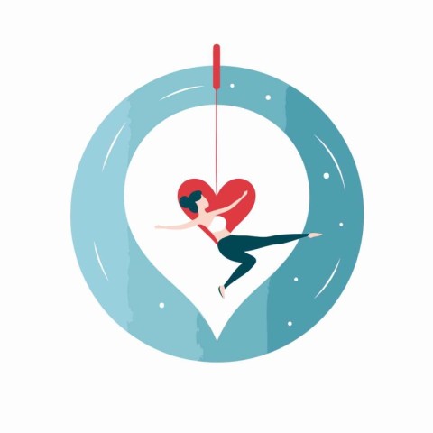 Valentine's day card with man and heart. Vector illustration.