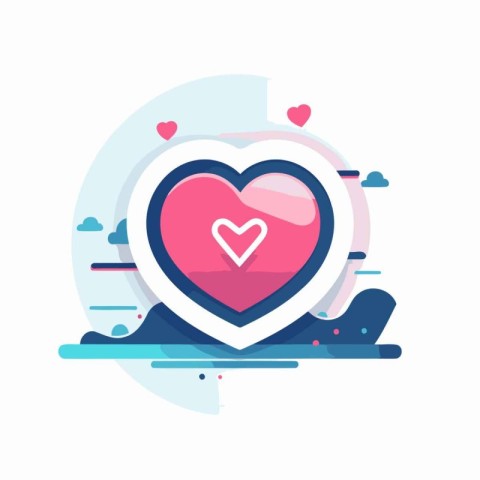 Heart icon with place for your text. Vector illustration in a fl