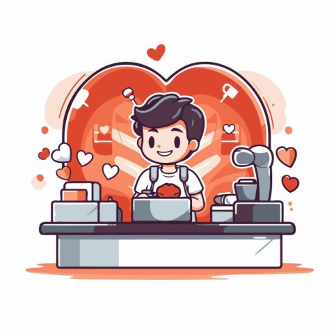 Coffee shop concept. Cartoon illustration of coffee shop vector