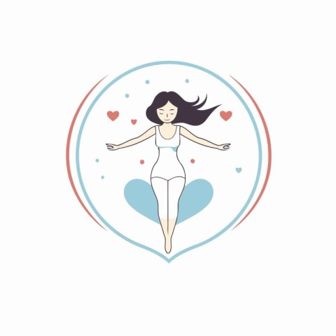 Vector illustration of a girl in a swimsuit with a heart.