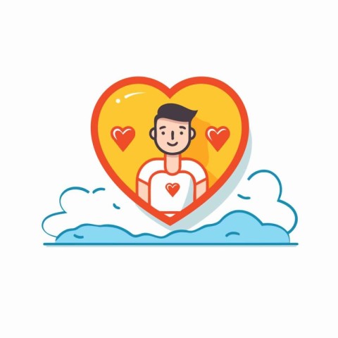 Vector illustration of a man in the form of a heart on a white b