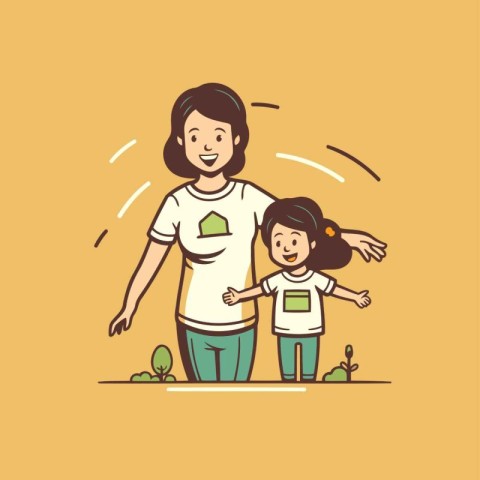 Vector illustration of a happy family. Father. mother and daught