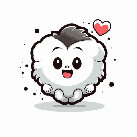 Cute cloud with heart cartoon character vector illustration on w