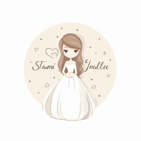 Vector illustration of a girl in a wedding dress with a heart.