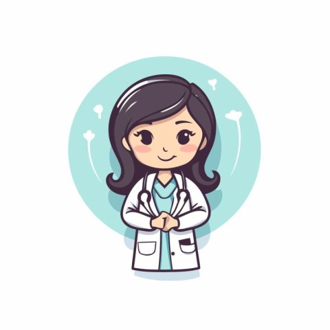 Female doctor cartoon character. Health care and medical concept