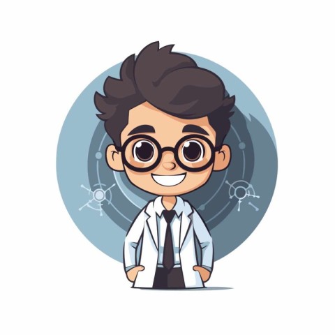 Scientist with glasses cartoon vector illustration graphic desig