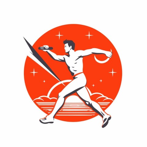 Kung fu man with katana sword. Martial arts. Vector illustration