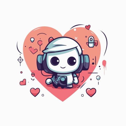 Cute cartoon astronaut with heart. Vector illustration for your