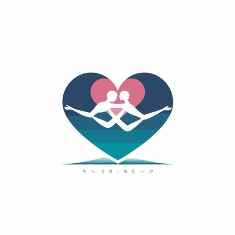 Love yoga vector logo design. Couple yoga logo design template.